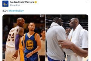 勇士官推晒库里追梦与科比合照纪念曼巴日：8.24